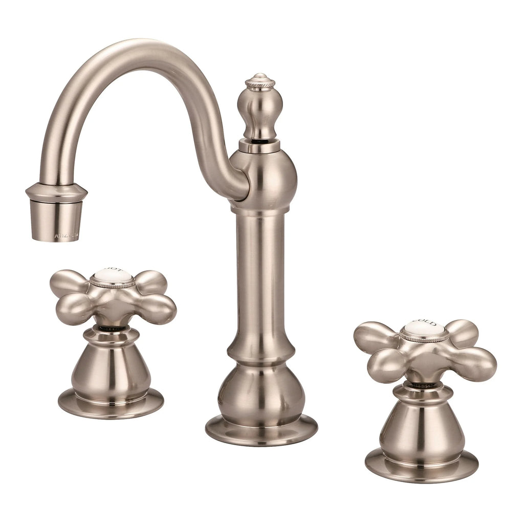 Brushed Nickel Widespread Lavatory Faucet with Pop-Up Drain R599