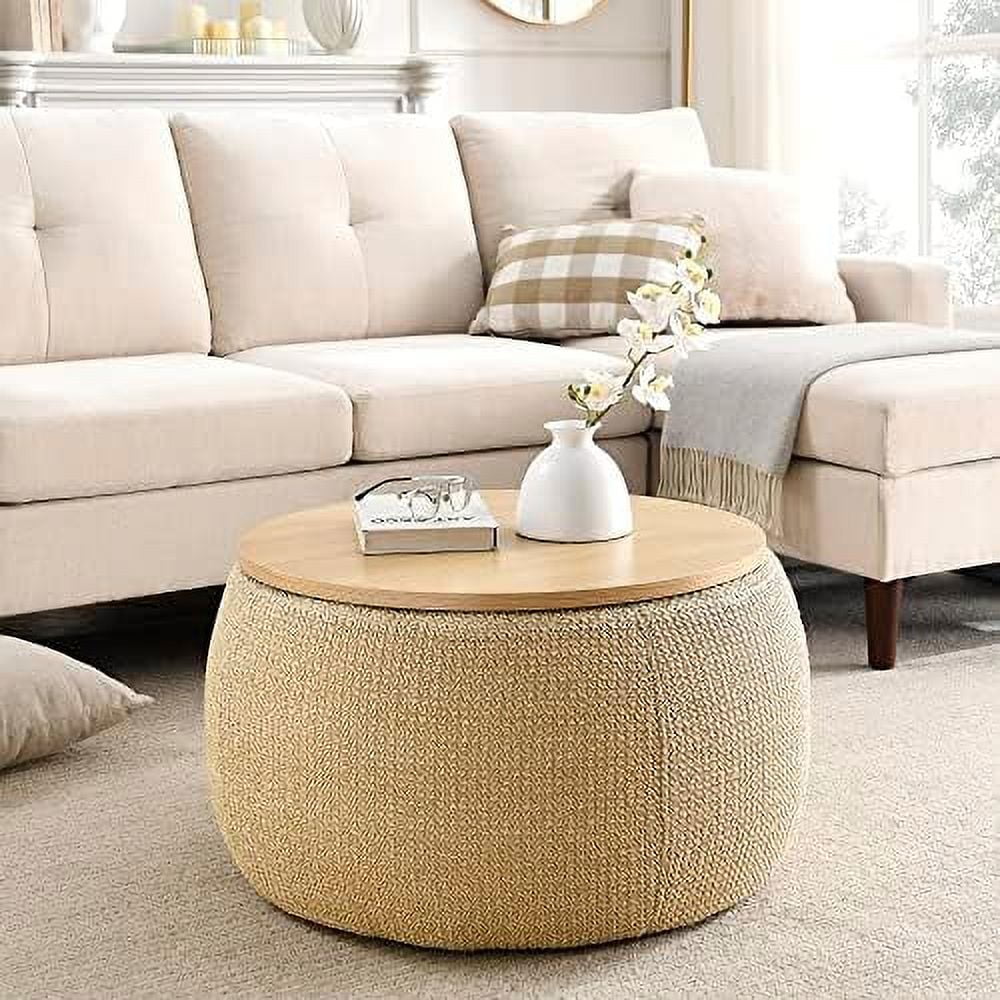 Round Ottoman with Reversible Lid Tray J2668