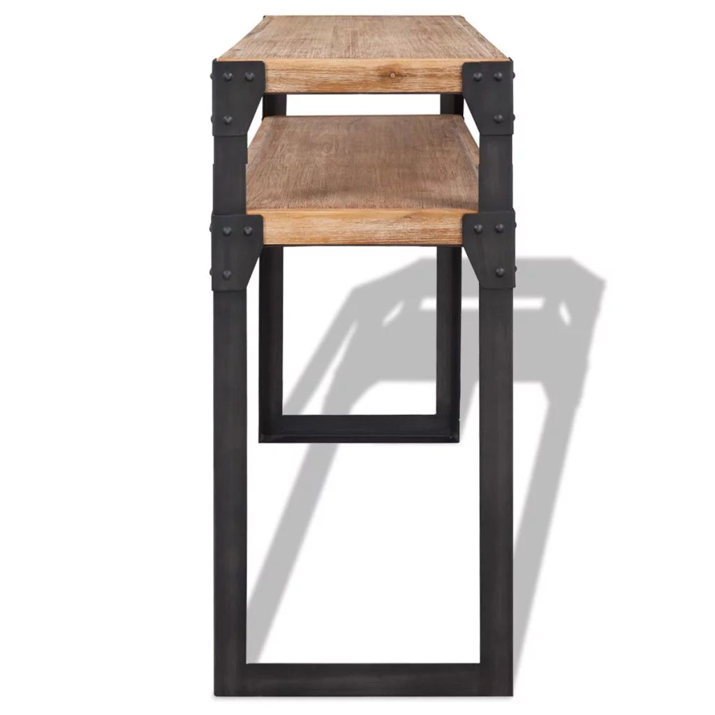 Acacia Wood Console Table with Storage Shelf Steel Legs Y27914