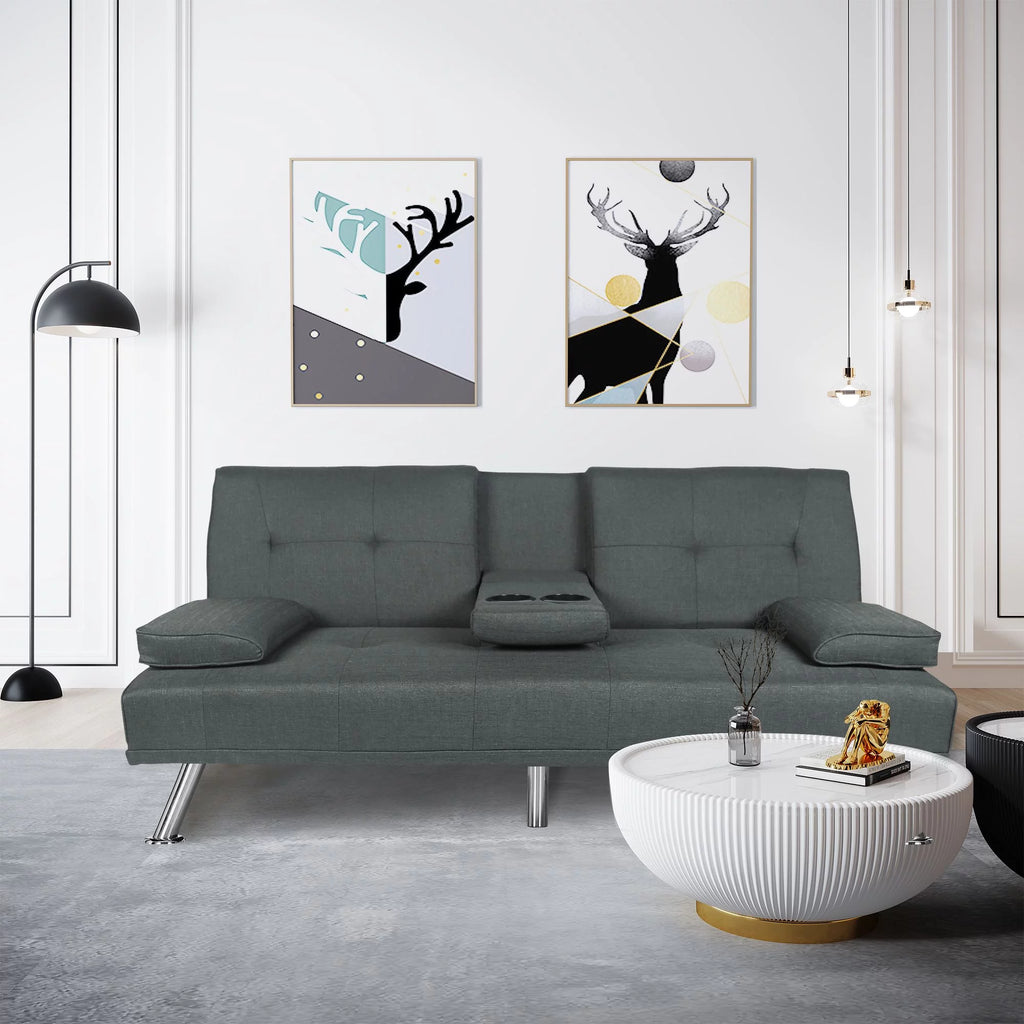 Dark Gray Linen Convertible Futon Sofa M104063