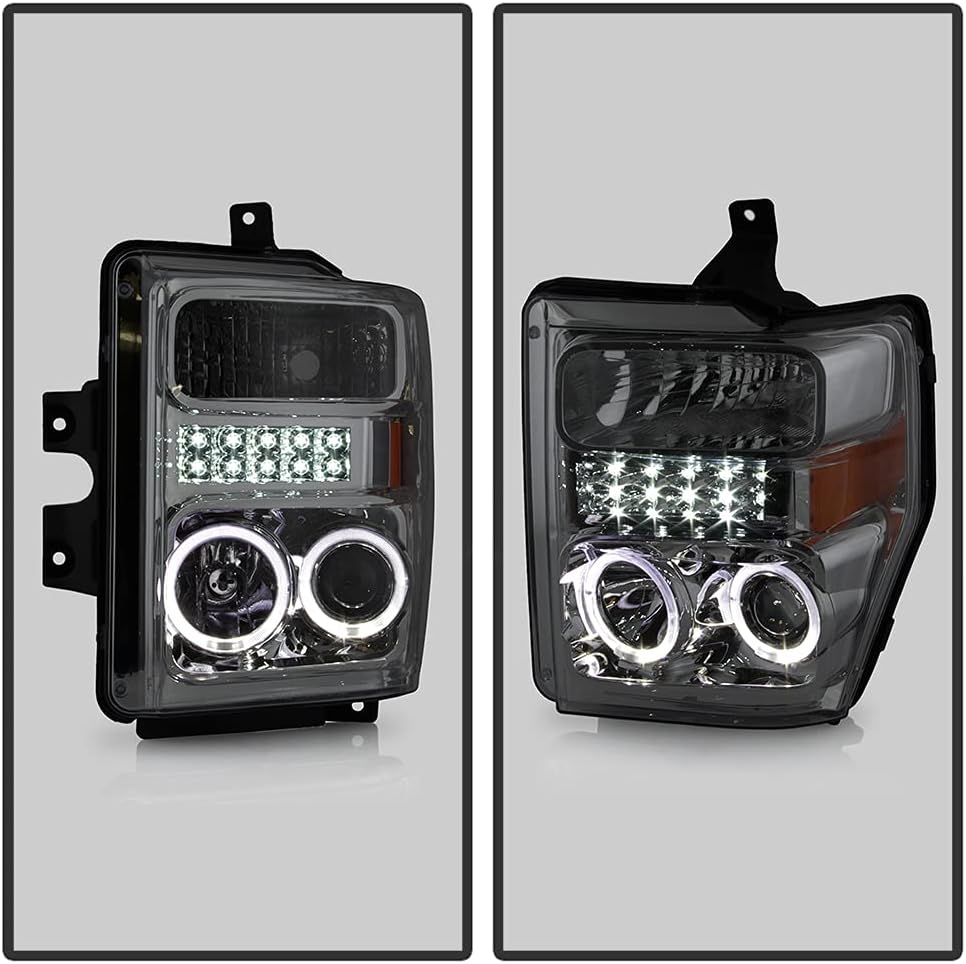 Smoke LED Projector Headlights Driver + Passenger Side V602
