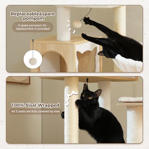 Tall Wooden Cat Tree with Litter Box Enclosure L51739