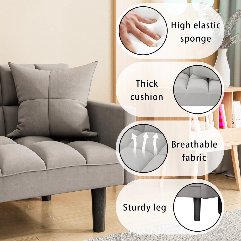 Grey Adjustable Backrest Sofa Bed V487