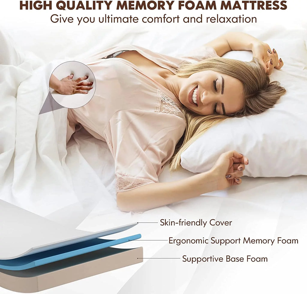 Folding Cot Size Roll Away Bed with 4 Inch Memory Foam Mattress M946