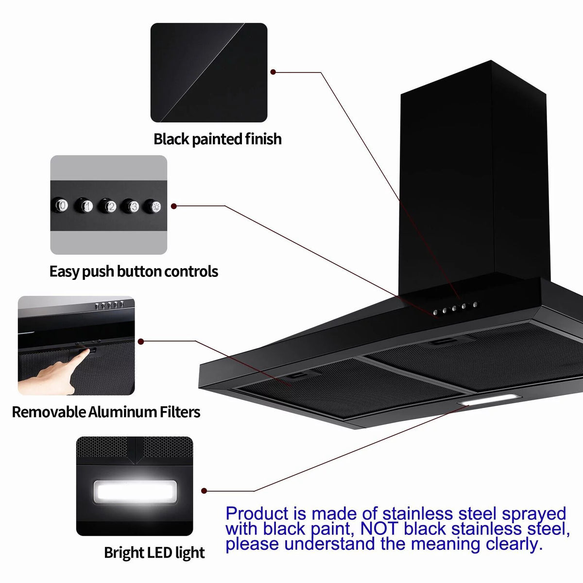 24 inch Wall Mounted 450 CFM Range Hood C840973