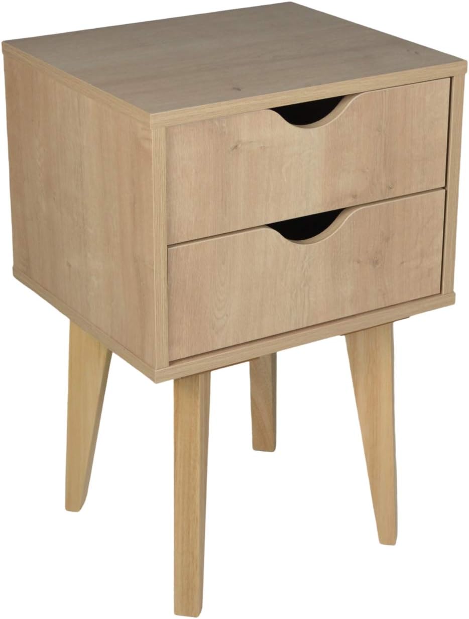 Black Two Drawer Wood Nightstand K77901