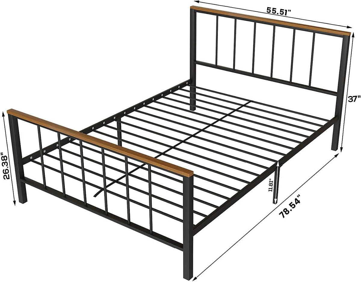 Metal Platform Bed Frame with Headboard and Footboard Full X12351