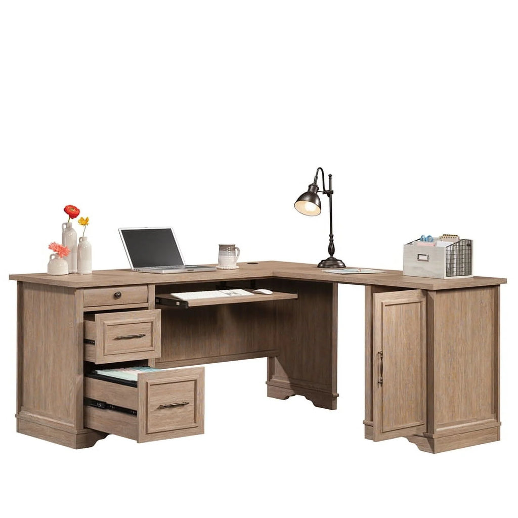 Contemporary Brushed Oak Finish L-Desk K37197