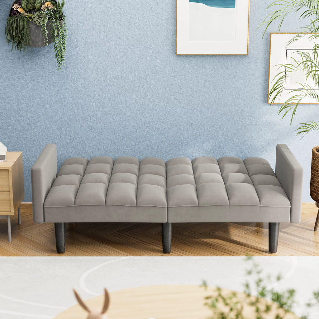 Grey Adjustable Backrest Sofa Bed V487