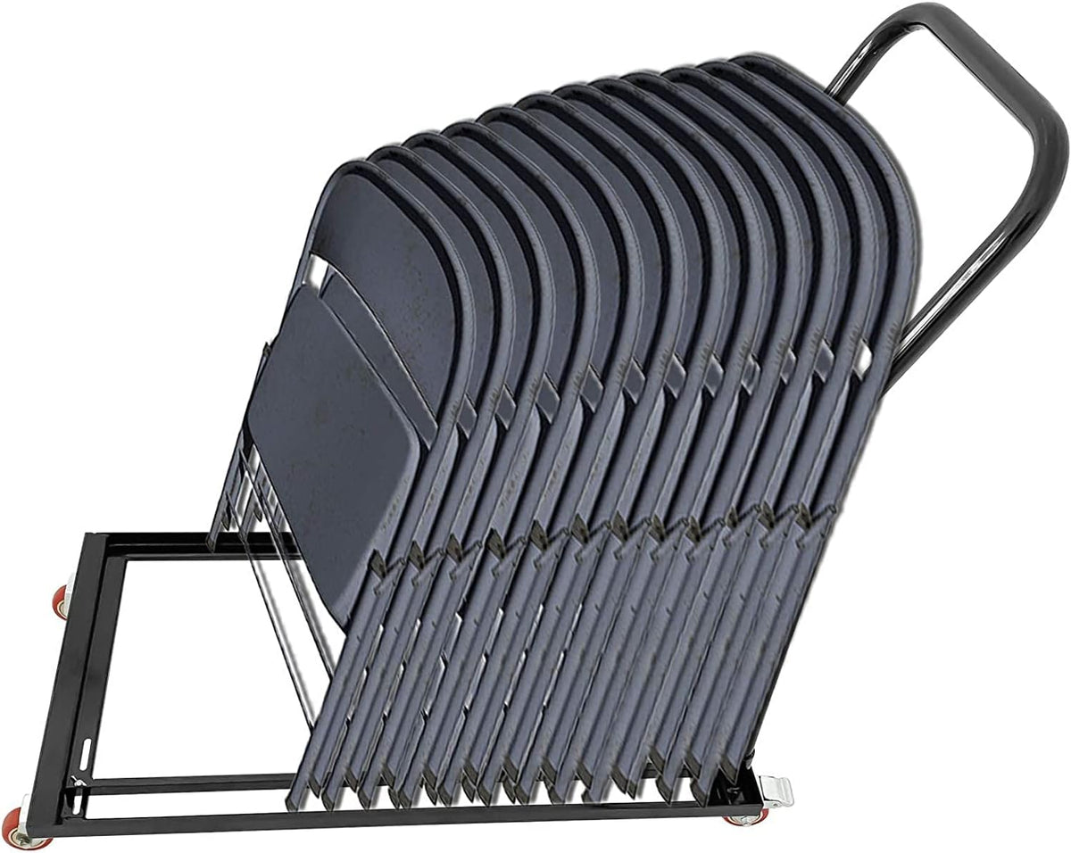 Black Folding Chair Dolly Steel Frame S8364