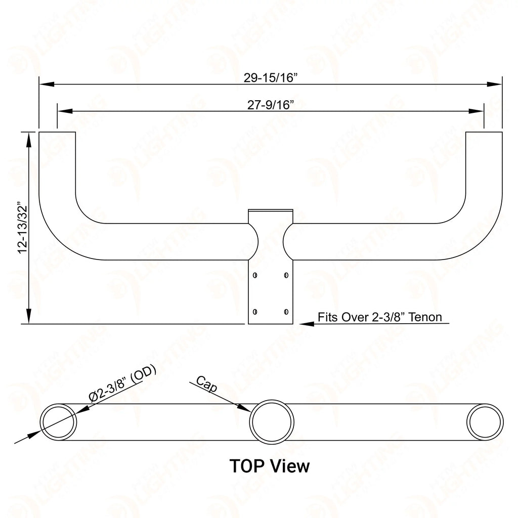 Double Bull Horn Light Bracket 2-3/8in Pole Mount Tenon Adapter Bronze R13502