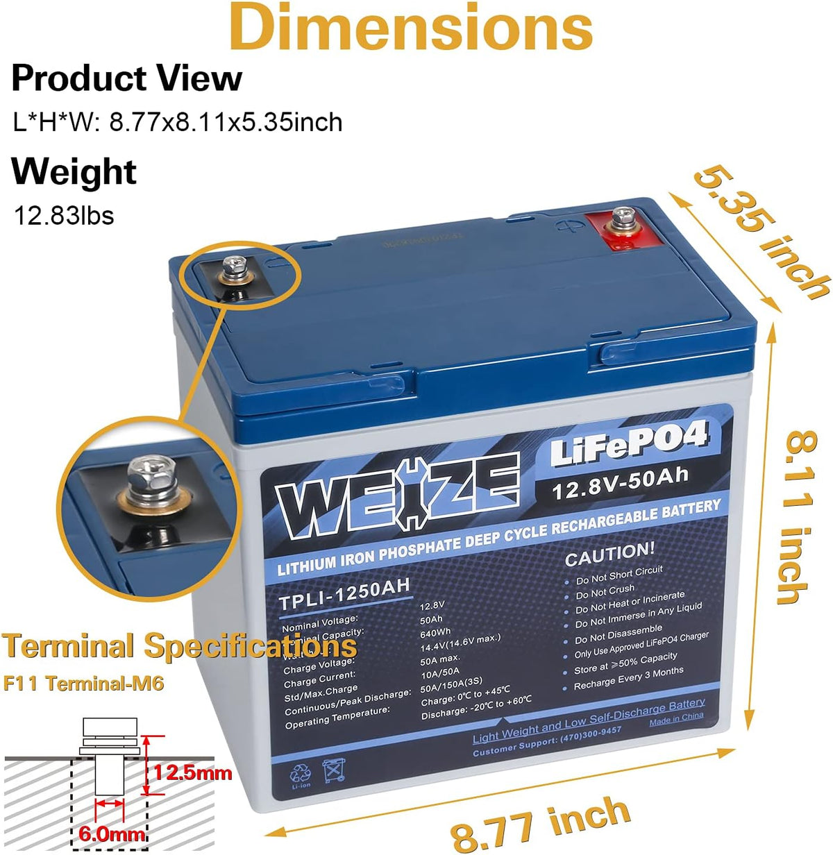 12V 50Ah LiFePO4 Lithium Battery X165696