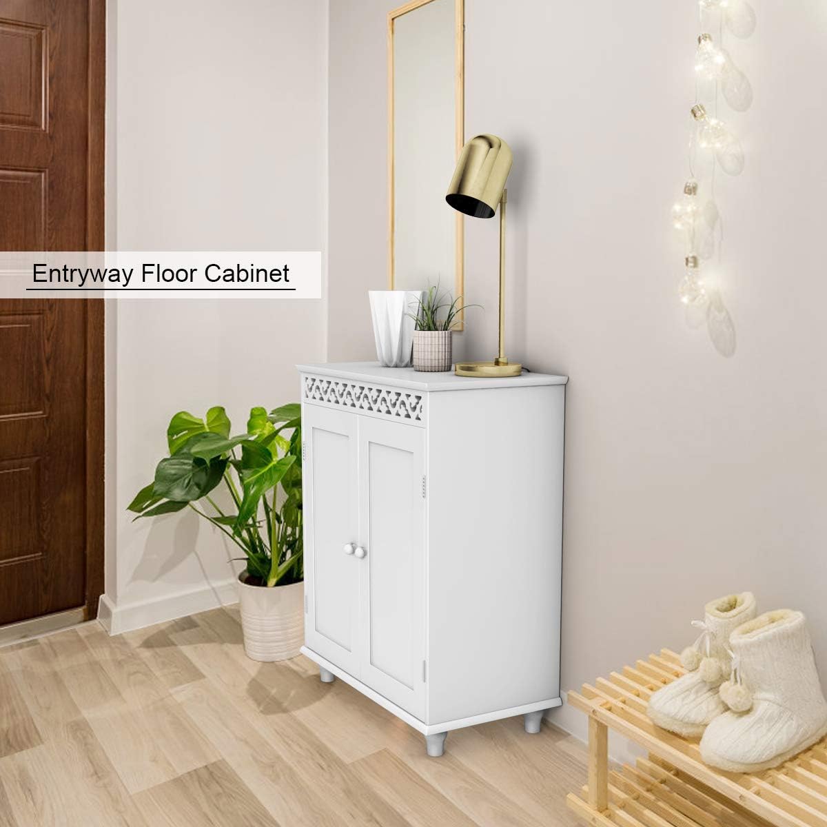 White Wooden Bathroom Floor Cabinet X3242