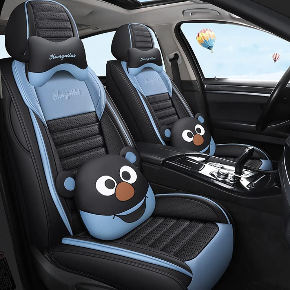 Cartoon Bears 5-Seater Full Leather Waterproof Car Seat Cover J89347