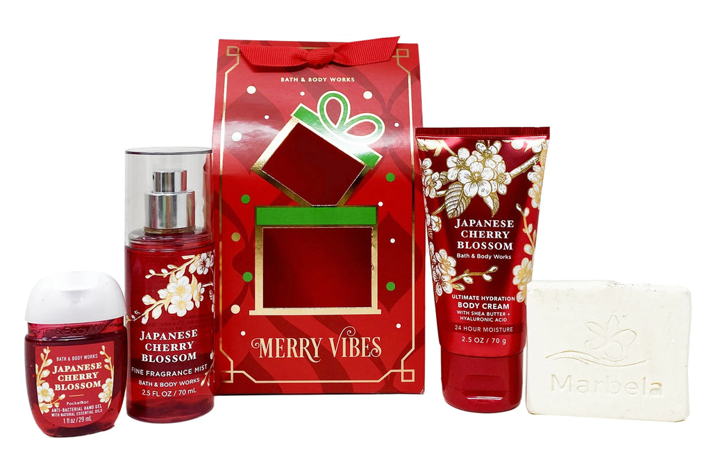 Japanese Cherry Blossom Mini Gift Set Fine Fragrance Mist Body Cream and Hand Gel N6089