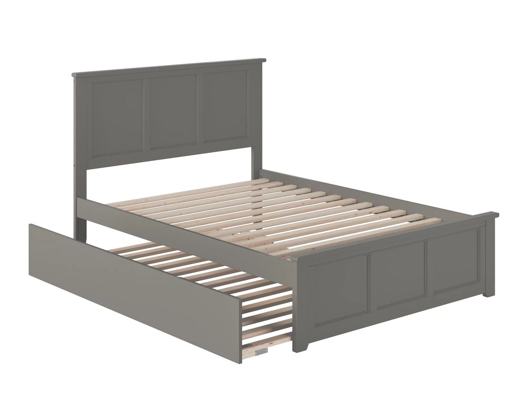 Grey Full Size Platform Bed with Trundle Bed O683
