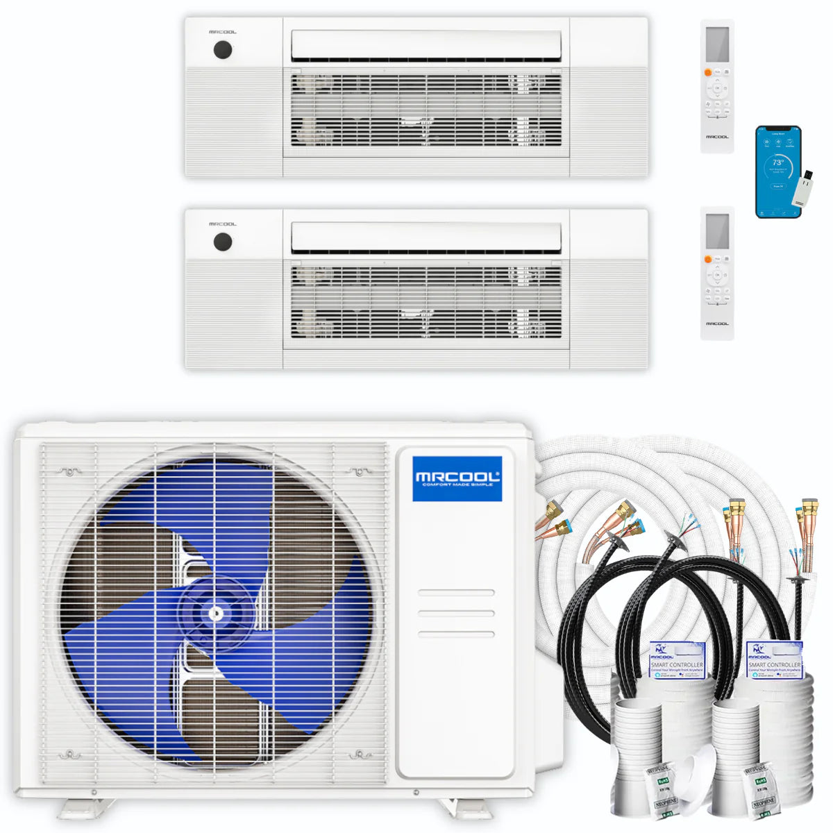 18,000 BTU 2 Zone Ceiling Cassette Ductless Air Conditioner and Heat Pump P72061