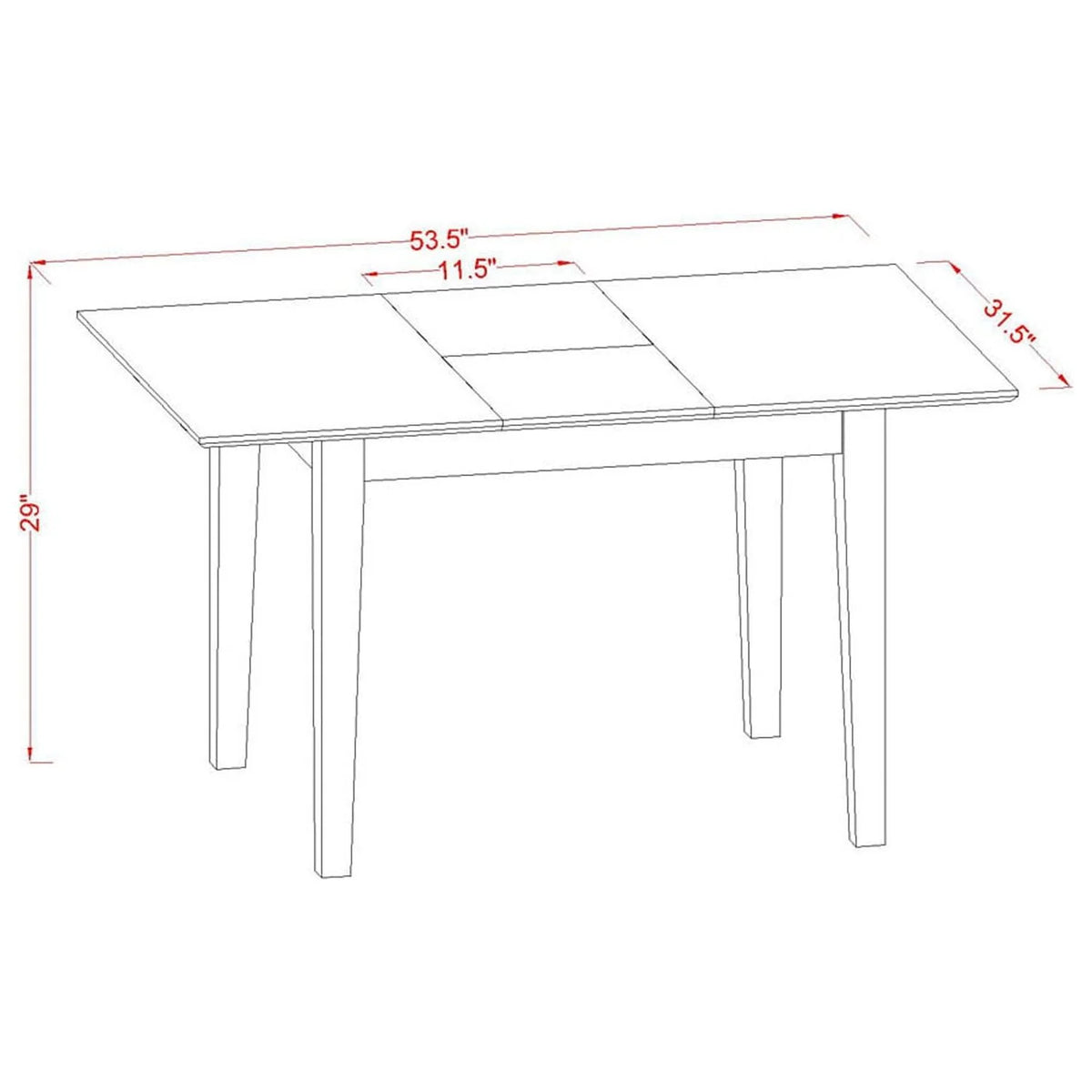 3-Pc Kitchen Table Set with 2 Wood Dining Chairs and Butterfly Leaf Table I30471