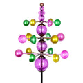 Three Tier Wind Spinner Garden Stake with Glass Crackle Balls, 14 by 48 Inches Purple X3066