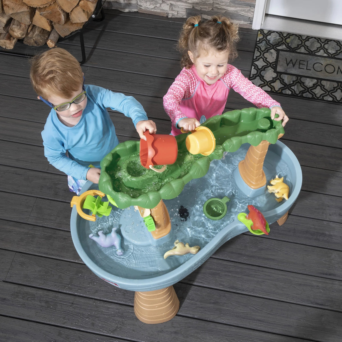 Gray Plastic Water Table with 13-piece Playset F142885