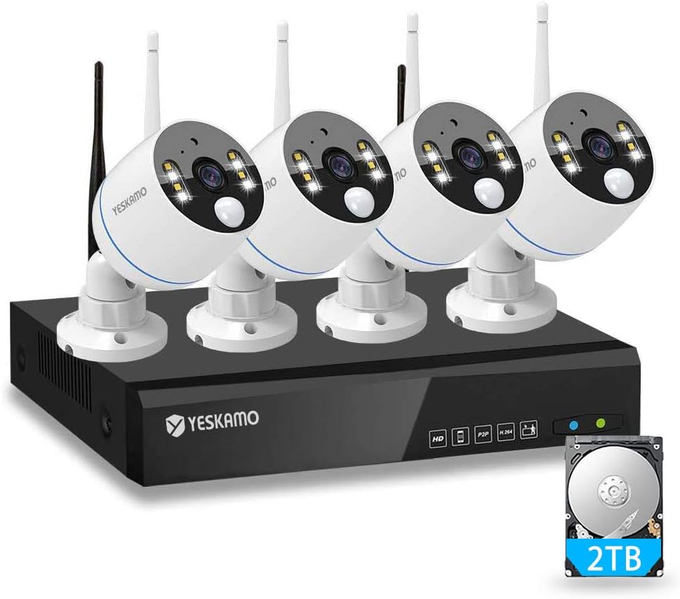 Wireless Security Camera System, 3MP 2 Way Audio 8CH Color Night Vision 2TB Hard Drive Z338727