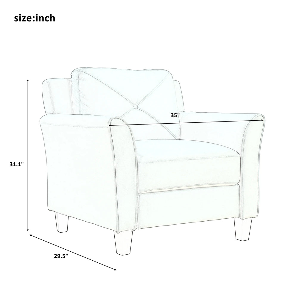 Grey 3 Piece Button Tufted Sectional Sofa Set R5466