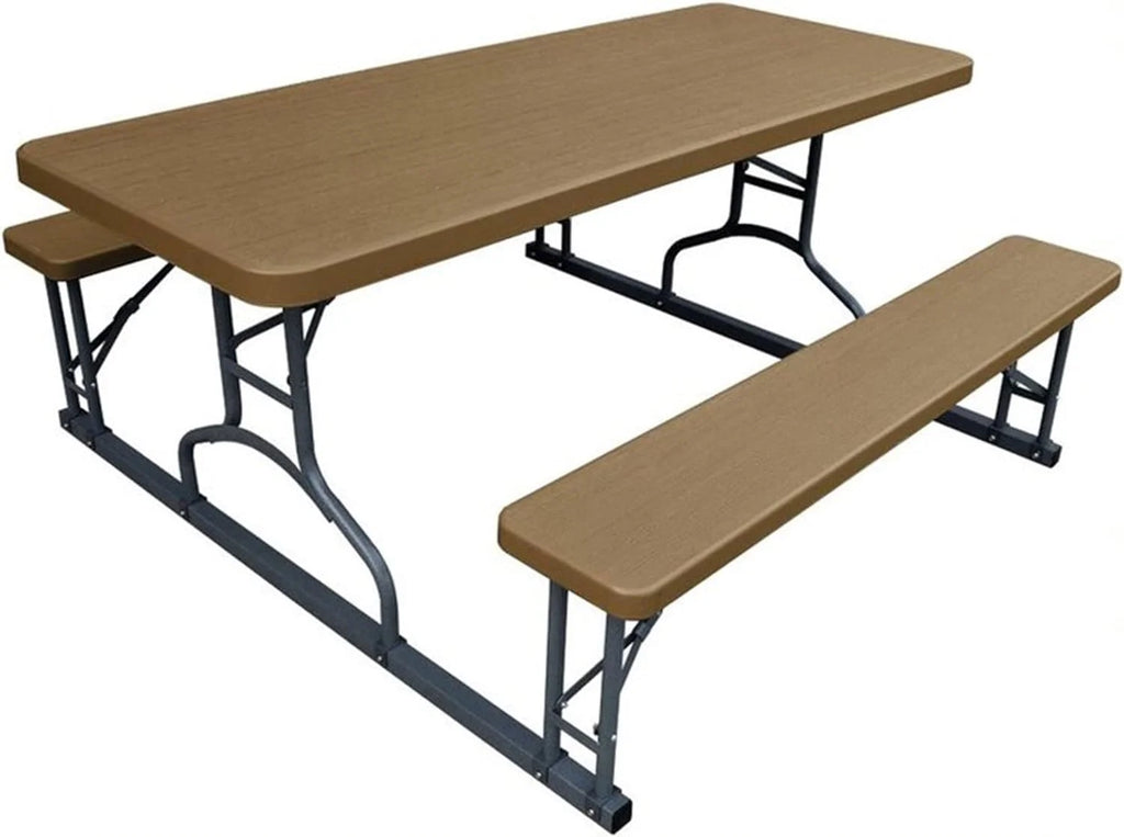 6 Foot Indoor Outdoor Picnic Table with Steel Frame D378
