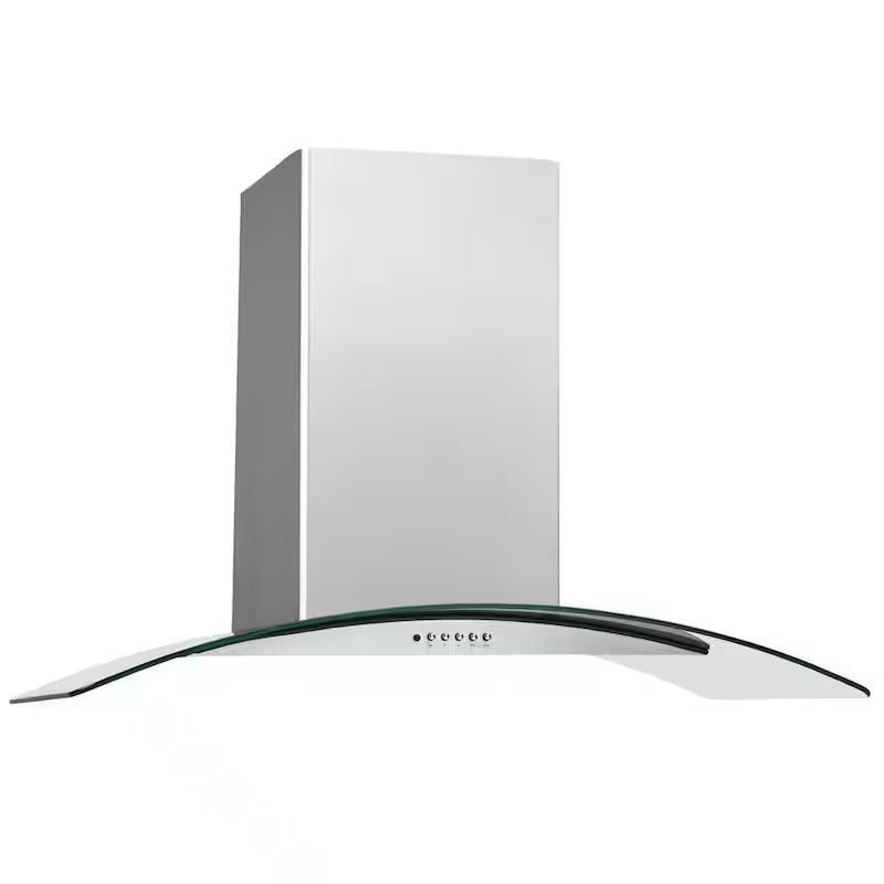 36 in. Convertible Wall Mount Chimney Range Hood in Stainless Steel with Glass Canopy G968