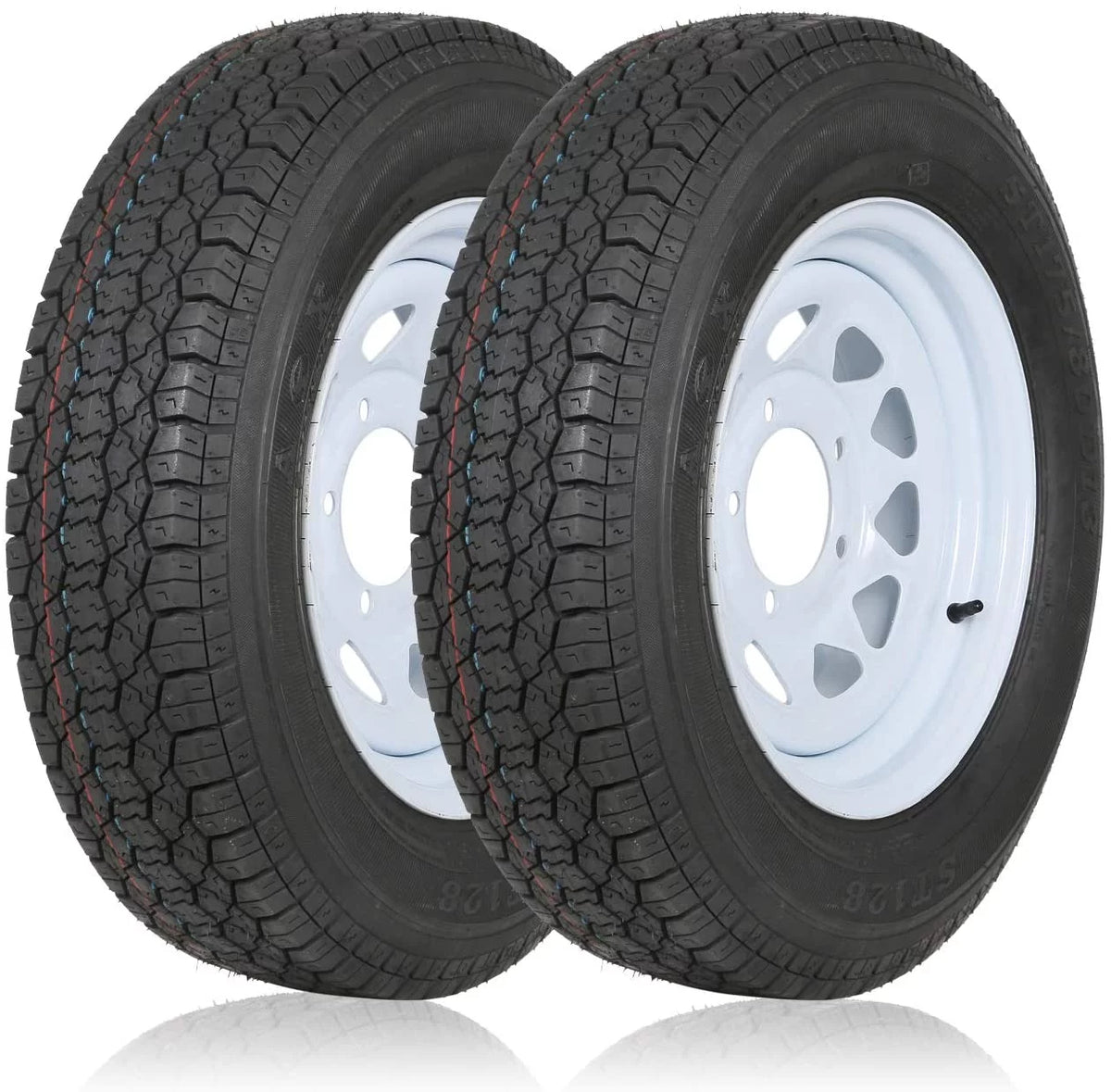ST175/80D13 Trailer Tires with 13 White Wheel Set of 2 S505