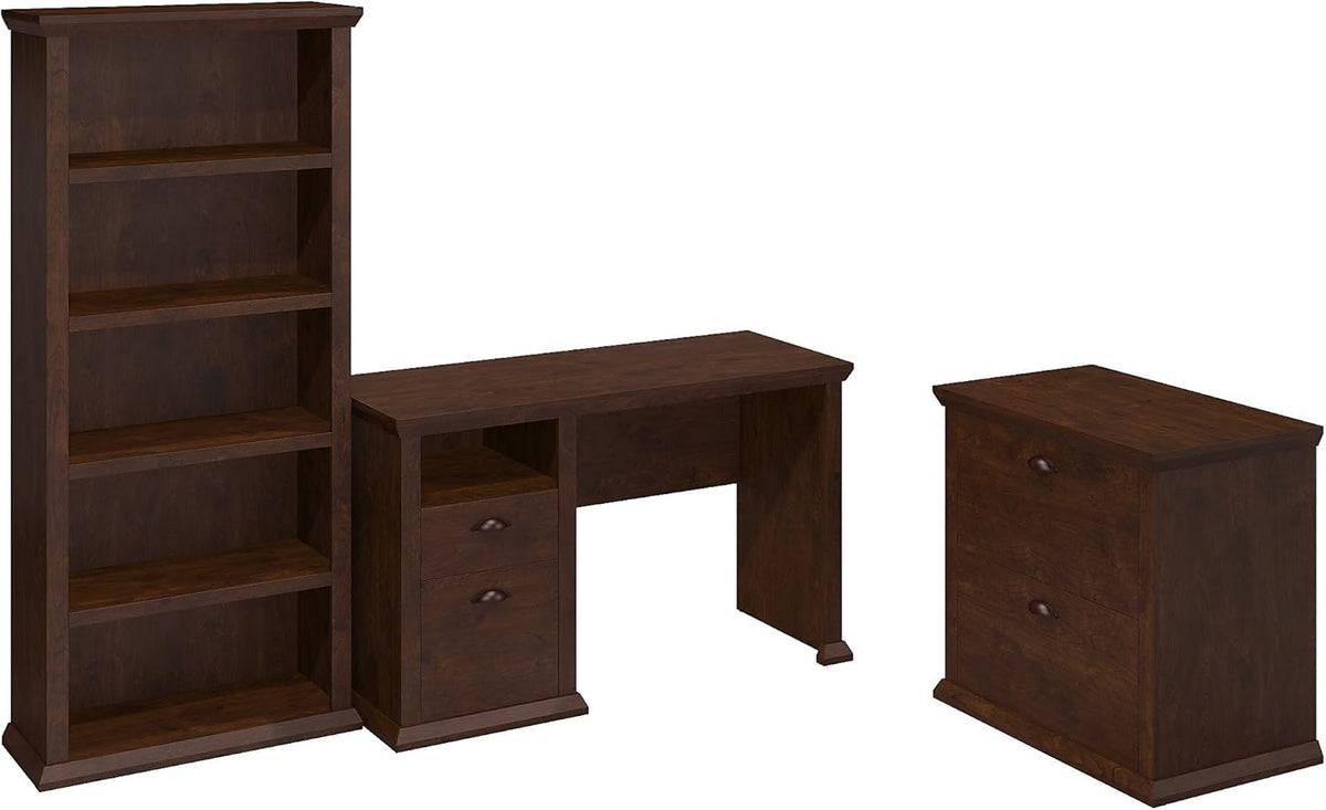 Antique Cherry Home Office Desk with Lateral File Cabinet Z81068