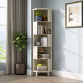5-Layer Cube Corner Bookshelf Solid Wood Corner Bookcase White K552