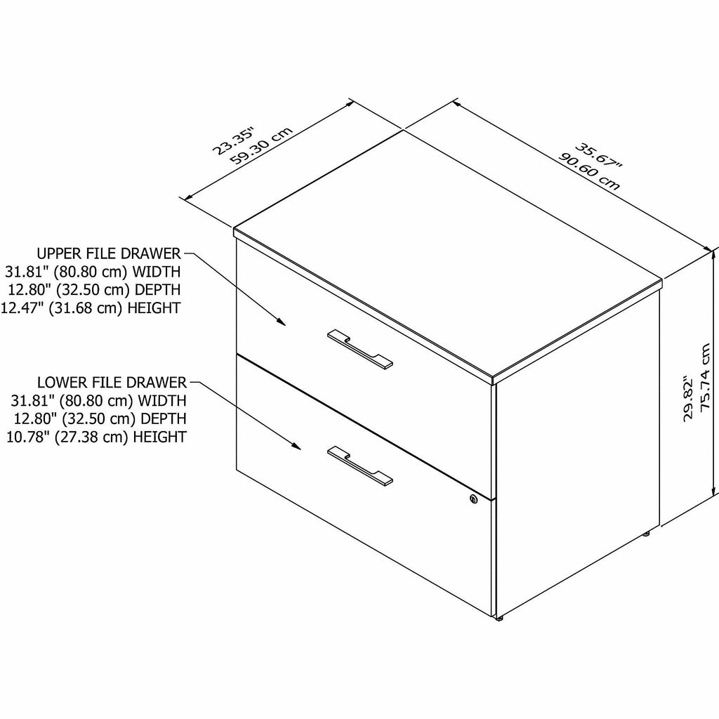 36W 2 Drawer Lateral File Cabinet Q5395