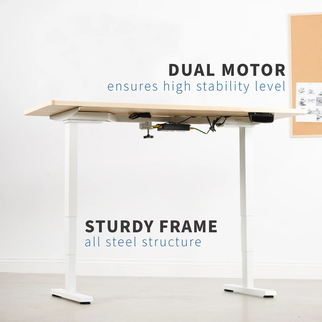 White Electric Standing Height Adjustable Desk Frame V541