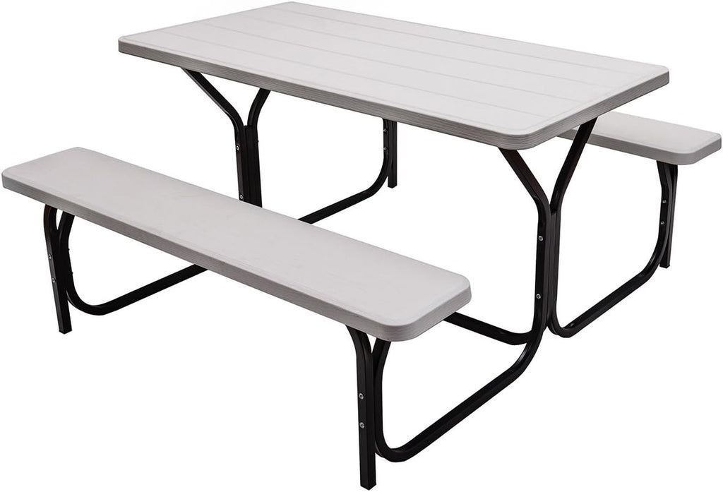 Green Metal Base Picnic Table Bench Set Y4979