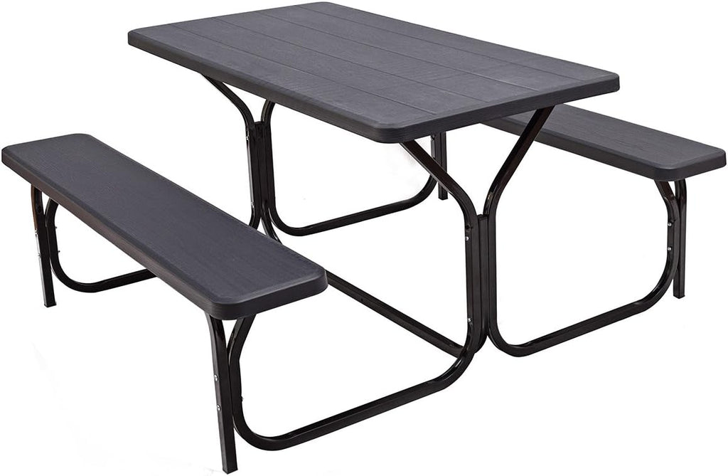 Green Metal Base Picnic Table Bench Set Y4979