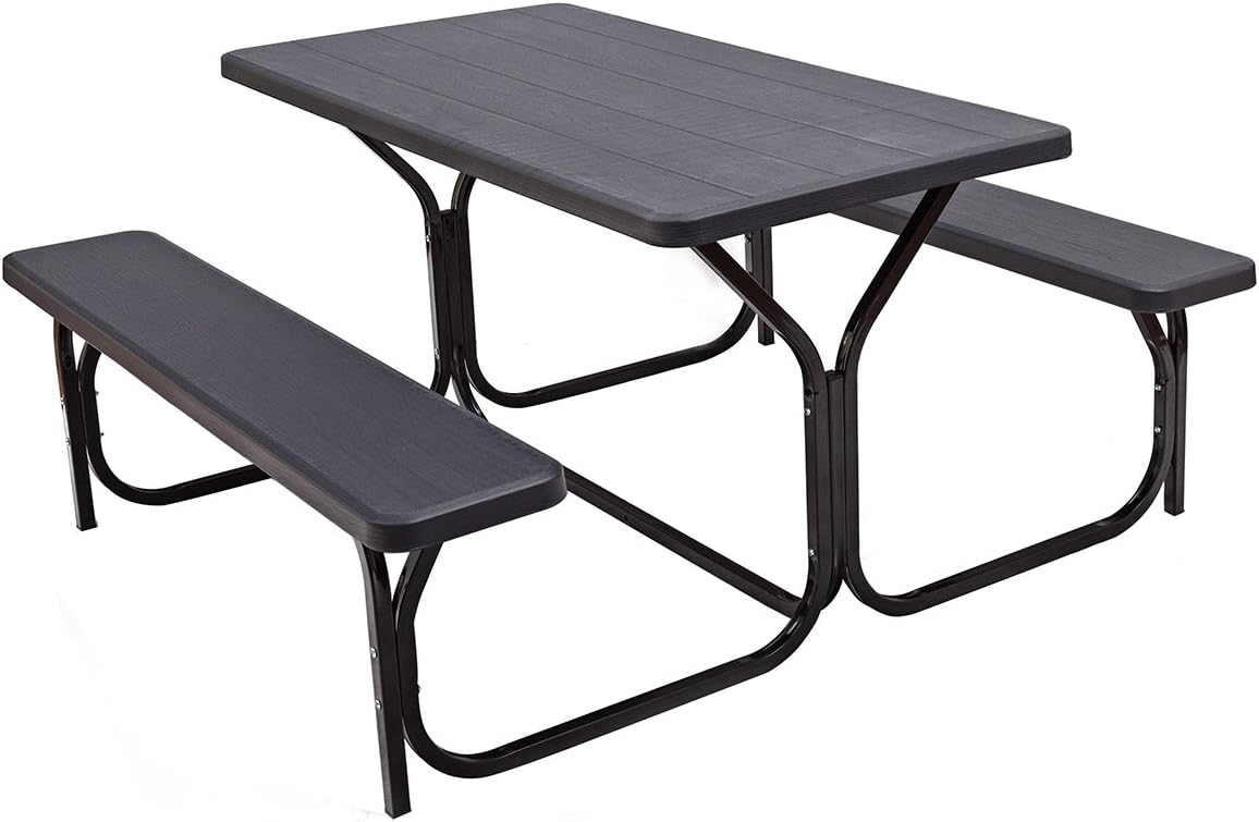 Green Metal Base Picnic Table Bench Set Y4979