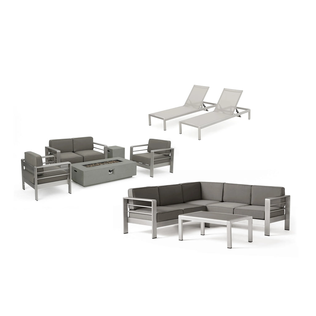 Outdoor Sofa and Chat Set with Lounges and Firepit G9152