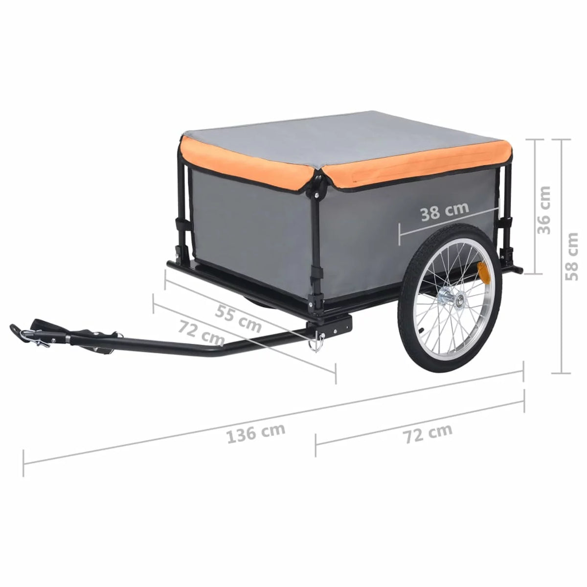 Bike Cargo Trailer Gray and Orange 143.3 lb G81846