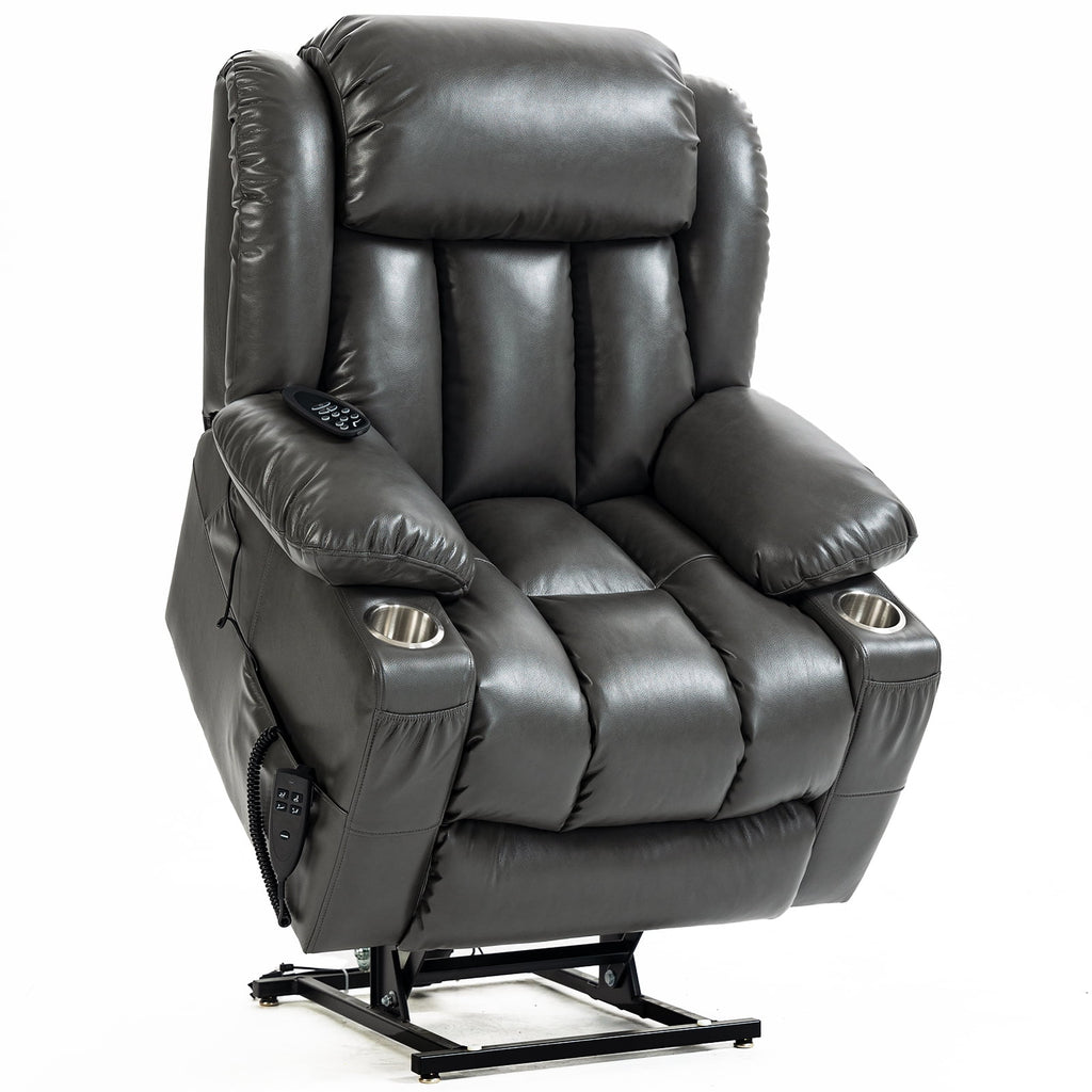 Gray Dual Motor Power Lift Recliner Chair with Massage J776387