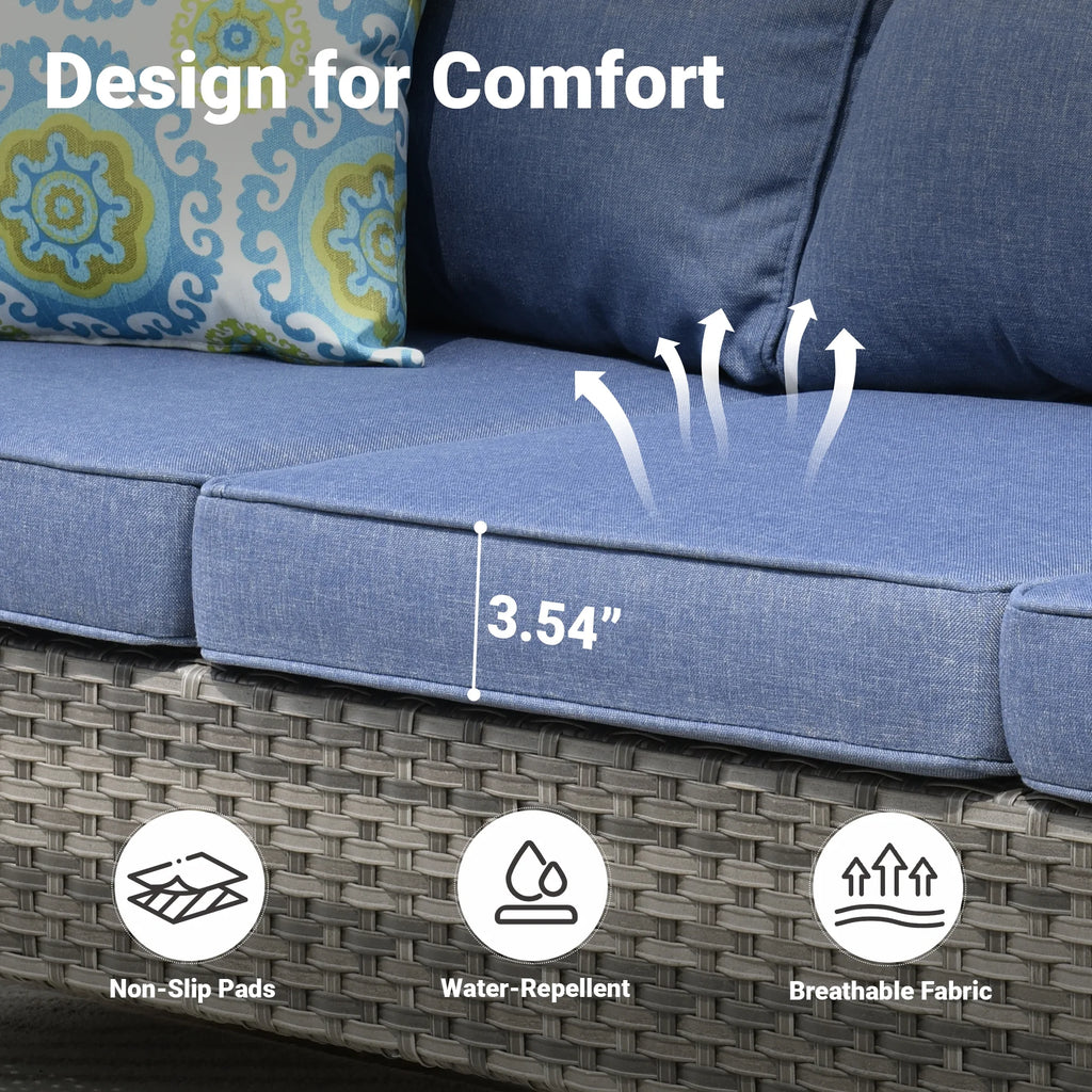 7 Pieces All Weather Wicker Patio Furniture Set with Sectional Couch and Ottoman A183291
