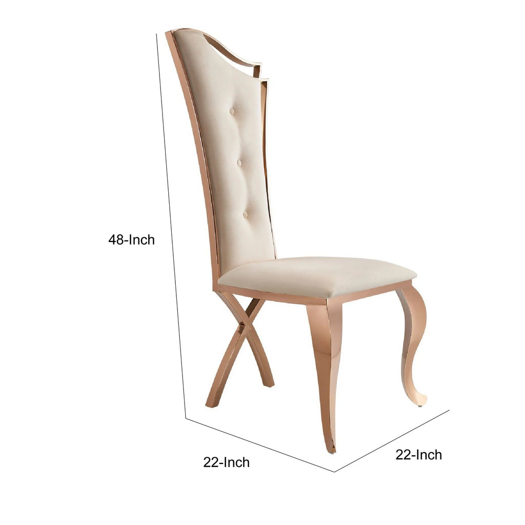 Beige Velour Set of 2 Dining Chair S510