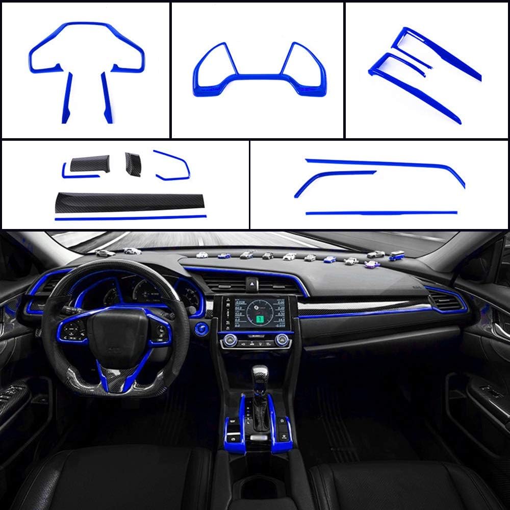 Instrument Panel Console Center Frame Steering Wheel Cover Automotive Full Set Car Interiors Blue W91334