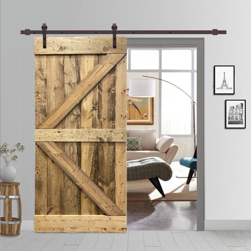 30 in. x 84 in. Pre-Assembled Wood Sliding Barn Door with Hardware Kit A366738