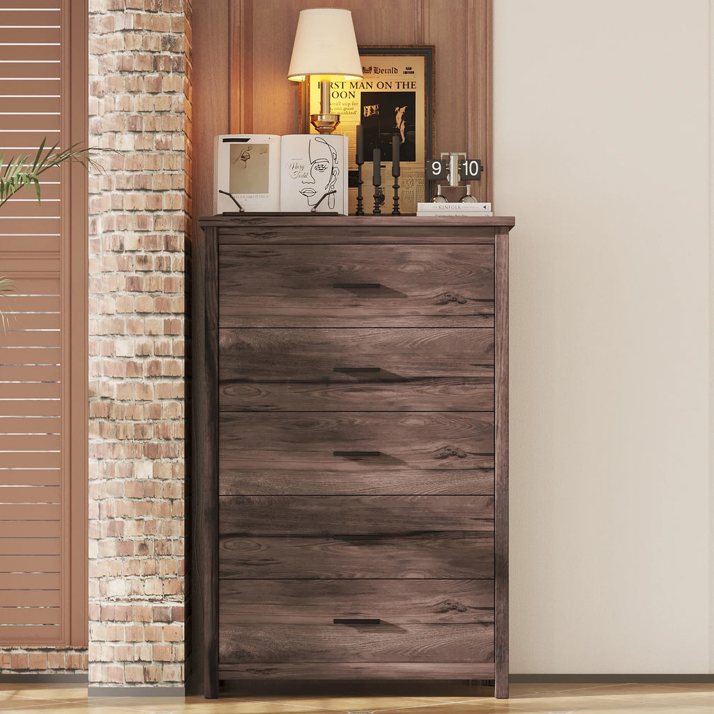 Light Gray 5 Drawer Wooden Dresser H694384