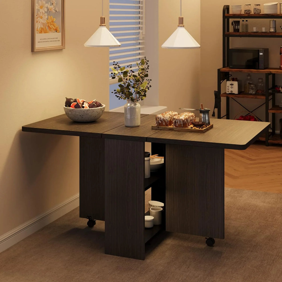 Space Saving Folding Dining Table with 2 Tier X9599