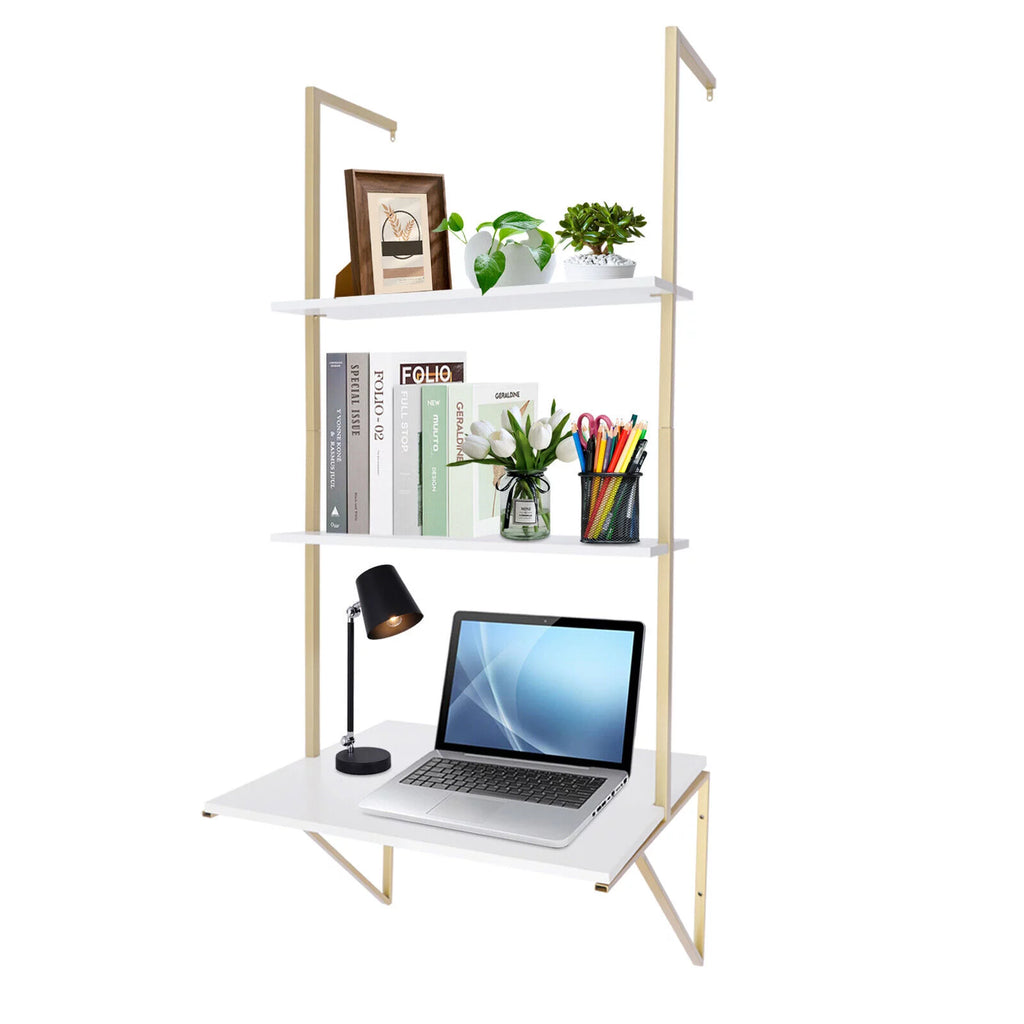 Wall-mounted 3 Tier White Ladder Desk L847
