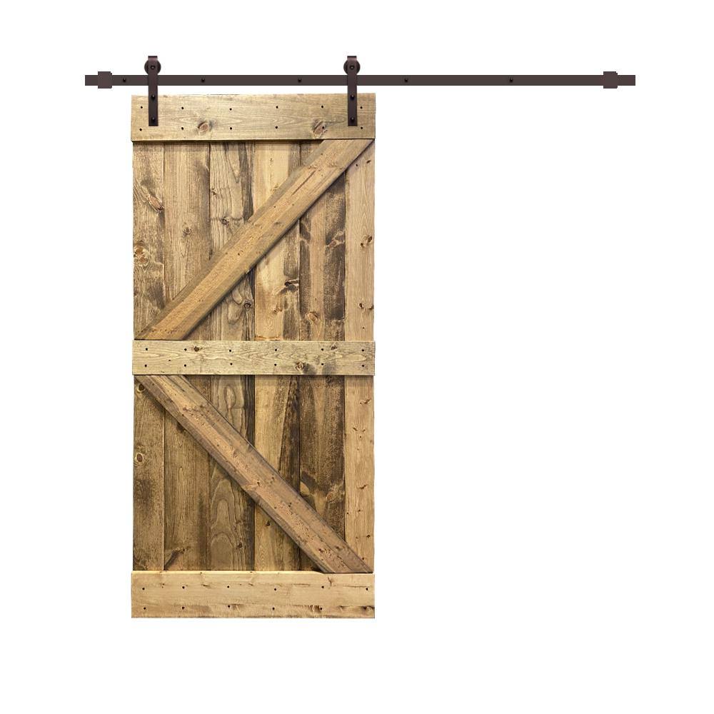 30 in. x 84 in. Pre-Assembled Wood Sliding Barn Door with Hardware Kit A366738