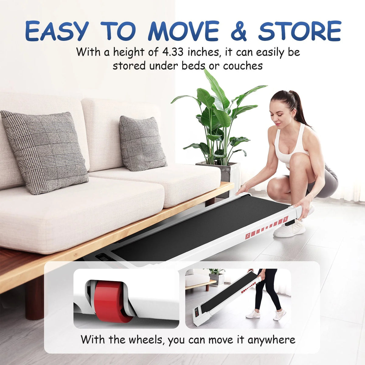 Walking Pad Treadmill 265 lbs Capacity with Remote Control Y2443