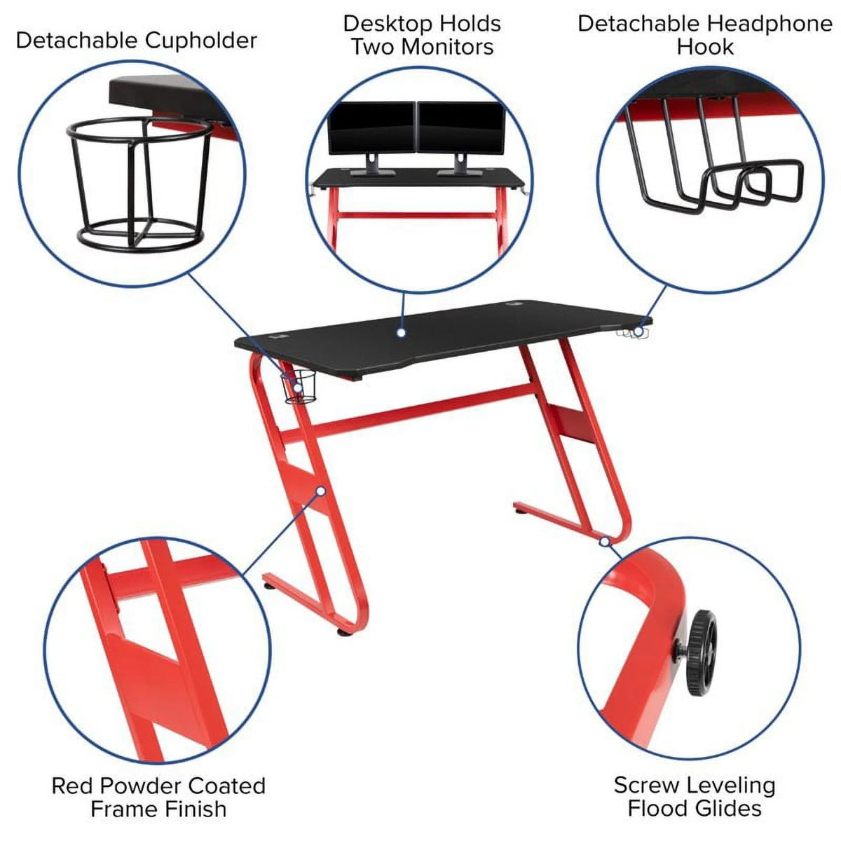 Red Gaming Desk and Reclining Swivel Chair D452