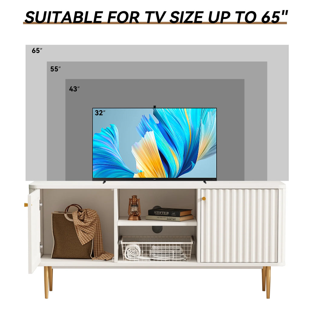 Mid Century Modern White TV Stand with Storage M855